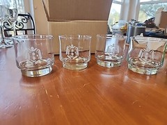 4 Vtg Heritage Monogram B Rocks Whiskey Glasses 8 oz