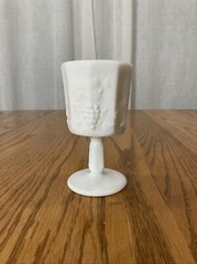 Westmoreland Milk Glass Paneled Grape 4 3/4″ Wine Goblets W/ Original Tags