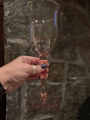 3 Vintage Tall Stemmed Pink Glass Goblets Flare Top Mouth Blown Choice Of 2Sizes