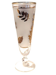 Vtg 22k MCM Libbey Golden Leaf Frosted Pilsner Beer Glasses Replacement Set of 2