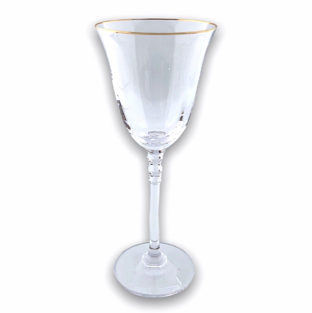 Mikasa Wine Glass Sonata Gold Rim Crystal Stemware 8in T7102