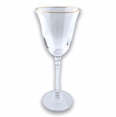 Mikasa Wine Glass Sonata Gold Rim Crystal Stemware 8in T7102