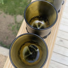 VTG Tiffin Franciscan Madeira Olive Green Glass Footed Goblet Juice Wine 70s X4
