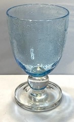 Tag LTD Aqua Blue Bubble Blown Glass Water Goblet 12 Oz 6 In Tall EUC!