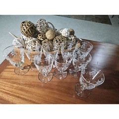 9 Vintage Libbey Etched White Rose Crown «QUEEN ESTHER» Goblets Htf Pattern