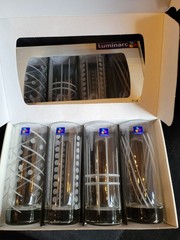 (8) NIB French Luminarc Uptown 14.5 Oz Crystal Geometric Graphics Glasses