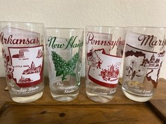 Vintage Hazel Atlas Souvenir State Song Glasses – 5” Tall Set of 4