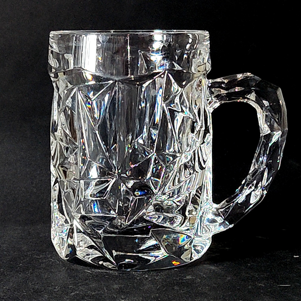 TIFFANY & CO ROCK CUT BEER STEIN, Cut Lead Crystal, 5″, 12 Oz, Made in ITALY