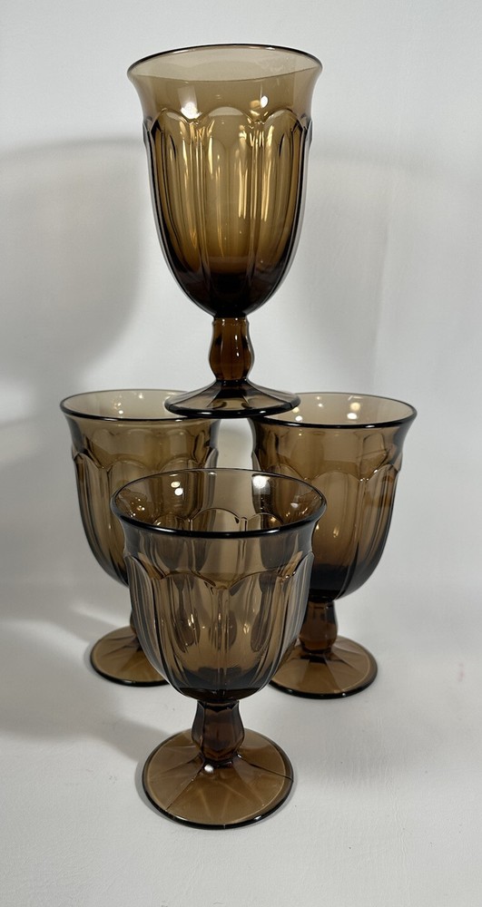 Set of 4 Noritake Provincial Colonial tumblers 5 5/8″ Smokey Brown Japan