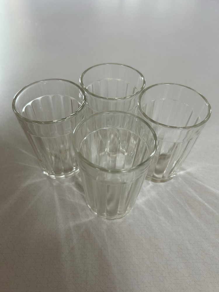 1930’s Vtg Clear Depression Glasss Tequila Tumbler 3.4 X2.3” Set Of 4 Decor Bar