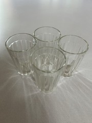 1930’s Vtg Clear Depression Glasss Tequila Tumbler 3.4 X2.3” Set Of 4 Decor Bar