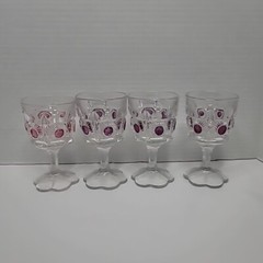 Rare Antique Edwardian Bulls Eye and Daisy Ruby Amethyst Pattern EAPG Set of 6
