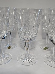 6pc Waterford 6.75″ Crystal Lismore Water Wine Goblets Glasses Claret