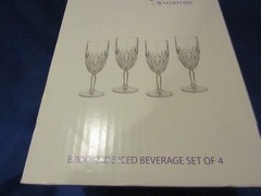 4 Marquis by Waterford Brookside Large Crystal Iced Tea Beverage Goblets In Box