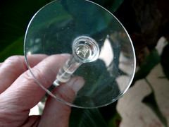 Unknown Maker Clear Glass Liquor Cocktail UNK3772 Cut Star Flower, Leaves, Stems