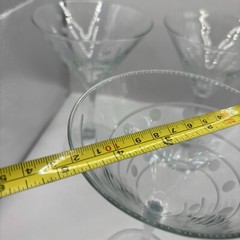Set Of 4 Crystal High Quality Martini Glasses Variety Etched Designs Barware