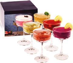 Buybox Vintage Coupe Glasses Set of 6 – Elegant Long Stem Glassware