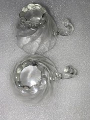 Vintage Punch Bowl Replacement Hazel Atlas Colonial Swirl Shell Glass Hook Open