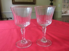 (4) Cristal D’Arques France MERIDIEN Vertical Ribbed Crystal Wine Glasses 5 1/4″