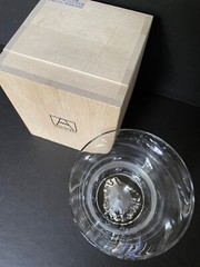 Edo Glass Mt. Fuji Glass, original Wooden Box, Beautiful and Perfect Condition 