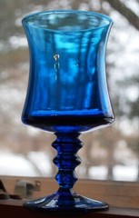 Vintage Set 4 RICHMOND BLUE Colony WATER/ WINE GOBLETS Wafer Stem 6.75″