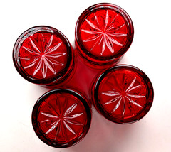 4 Crystal Red Godinger Dublin Shannon Rocks Old Fashioned Glasses Tumblers euc