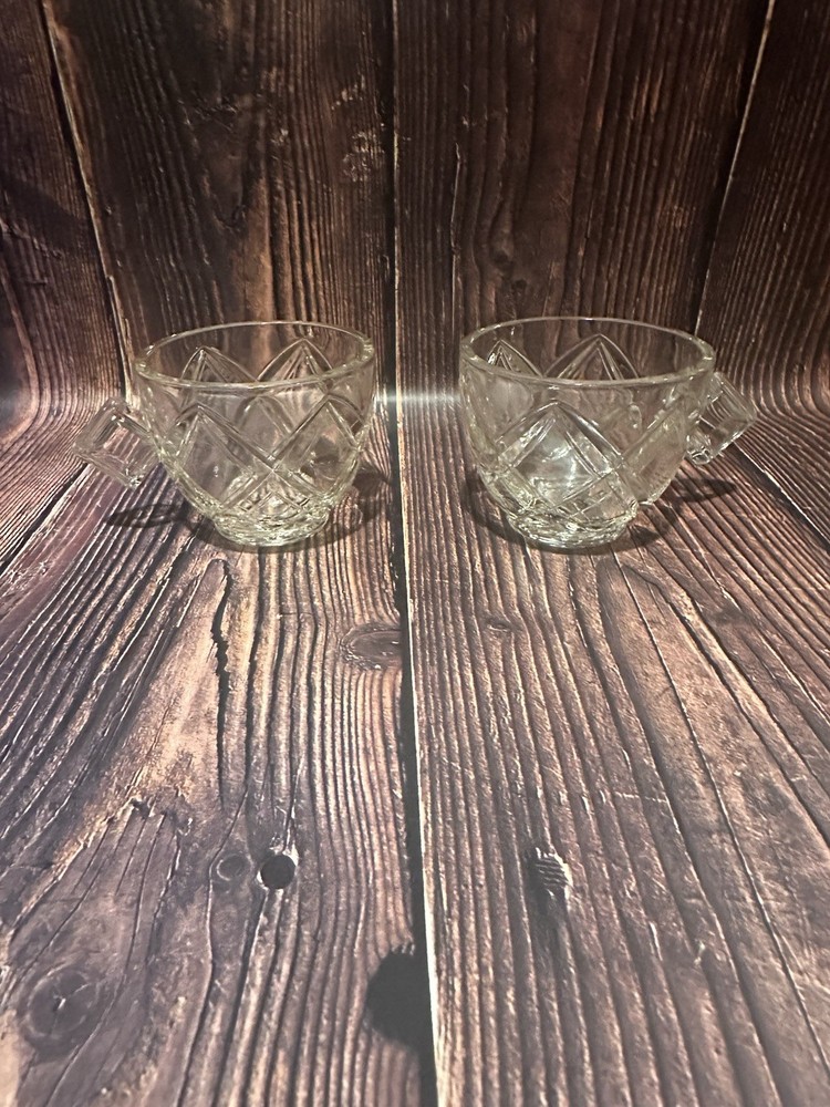 VTG 1960s MCM Colony Diamond Block Lattice Clear Glass Punch Cup Pitman-Dreitzer