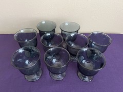 9 Vintage Smoky Gray Blue Goblets – Wine Glasses Mid Century MCM Libbey