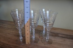Set of 6 Libbey Rock Sharpe Formal Cut #3007 Stem Footed Water Wine Goblet