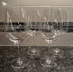 RIEDEL WINE GLASSES, Lead Free Crystal, 24 oz, 4 Glasses