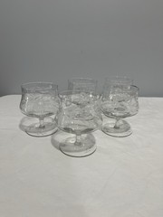 Vintage etched clear seafood cocktail serving snifter glasses set of 5
