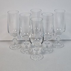 Bohemia Czech Set Of 6 Beautiful Vintage Crystal Claudia Champagne Flutes