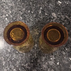 Vintage Libby Amber Glass Country Garden Daisy Flower MCM 1960s 1970s Vibe
