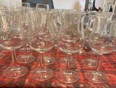 Vintage Luminarc France Clear Glass Tall Hurricane Wine Goblets Set Of 8