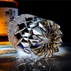 1PC Unique Whiskey Bourbon Glasses Crystal Hand Cut Kiriko 10oz Purple