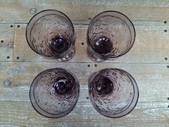 Libbey PURPLE AMETHYST Garden Vine WINE Goblet- Set of 4- Vintage Glassware USA
