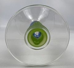 Vintage 1996 Richard Jolley Glass Bombay Sapphire Martini Glass Art Glass Stem