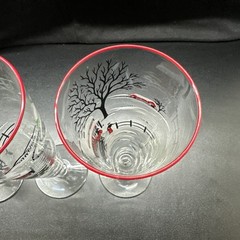 Set Of 3 Vintage Libbey Pilsner Glasses Farm Country Winter Snow Scene