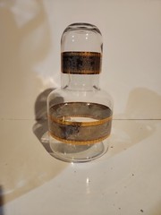 Vintage Bedside Pitcher Tumble Up with Glass Vintage Carafe