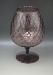 MOD EMPOLI GLASS ITALY AMETHYST LARGE GOBLET VASE LATTICE DIAMOND
