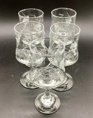 VTG Duiske Cordial Sherry Wine Glasses Set Of 5 Grapes & Vines 4.25″ T, 1.5″D