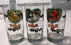 Vintage Indiana Glass Twelve Days of Christmas 12oz Set of 12 Tumblers COMPLETE