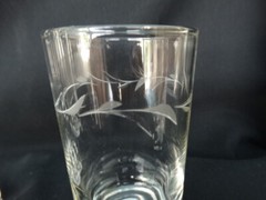 Set of 4 Susquehanna Clear Glass 9oz Flat Tumbler Cut Horizontal Plant Design