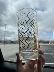 Vintage Gold Lattice Diamond Design Old Fashioned Drinking Glass Hard To Find