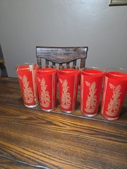 5 Vintage Culver Red Gold Siam Thai Goddess Tumbler Drinking Glasses