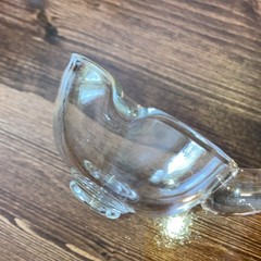 Clear Hand Blown Glass Ladle w/ Long Handle Pour Spout, 3 oz, MCM