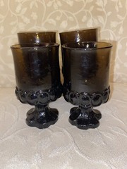 4 Vintage Franciscan Goblets, Madeira Smoke Brown Glass Renaissance HEAVY