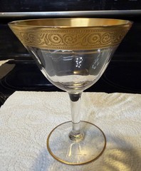 Tiffin Franciscan Crystal Minton Optic Gold Rimmed Champagne Sherbet Glasses