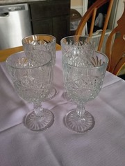 Vtg. 4 Libbey Hobstar Goblets-Starburst Water or Wine Glass – Set of 4 – 10 oz.
