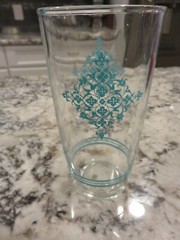 Vintage Hazel Atlas Sour Cream Glass Aqua Lace Design 1 Pint No Lid LOOK